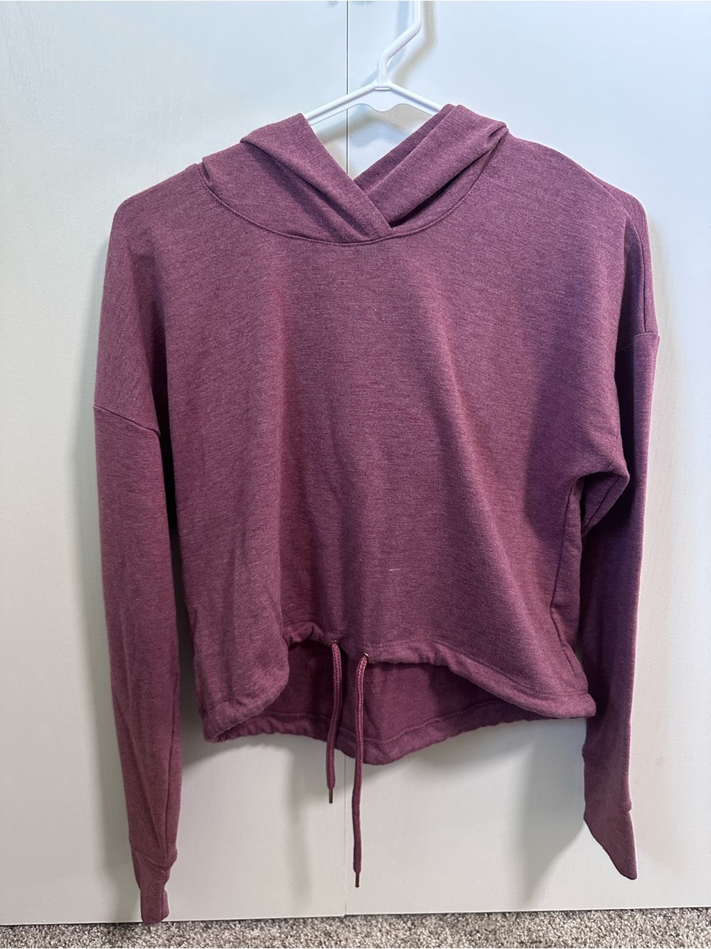 Women’s Drawstring Hem Cropped Hoodie - Mauve Pink